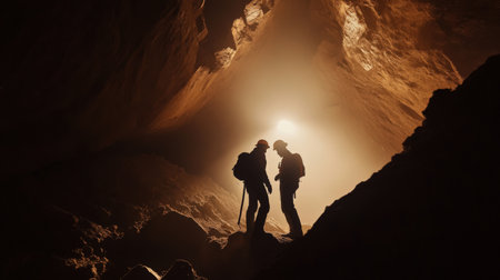 two A miner silhouette against the backdrop of an open mine. celebration sunsetの素材