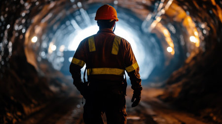 two A miner silhouette against the backdrop of an open mine. celebration sunsetの素材