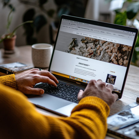 A customer leaving a review on a business website.の素材