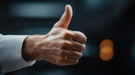 a hand giving a thumbs-up as positive feedback.の素材