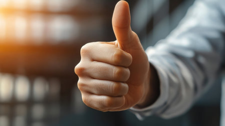 a hand giving a thumbs-up as positive feedback.の素材