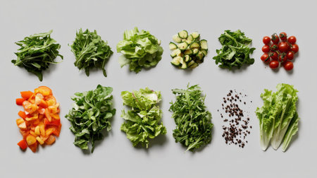 A step by step visual on how to make a salad with fresh ingredients.の素材