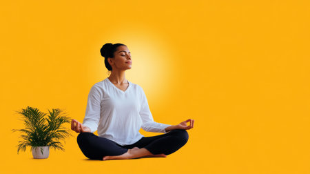 A person demonstrating how to meditate with proper postureの素材