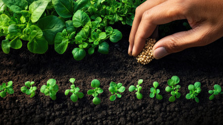 A step-by-step visual guide on how to start a garden from seeds.の素材