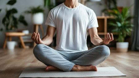 A person demonstrating how to meditate with proper posture.の素材