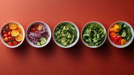 A step by step visual on how to make a salad with fresh ingredients.の素材