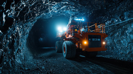 High-tech underground mining robot, perfect for showcasing advanced AI-driven exploration toolsの素材
