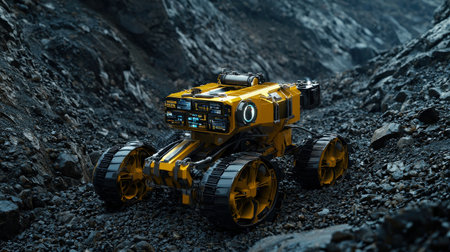 Automated mine exploration robot, equipped with AI sensors for smart, high-tech mineral excavationの素材