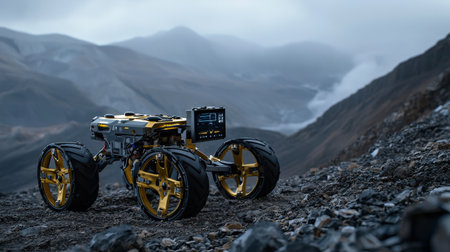 High-end robotics for luxury digital mining, equipped with AI technology for precise mineral extractionの素材