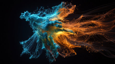 Global connectivity visualized by illuminated network paths, high-res for brandingの素材