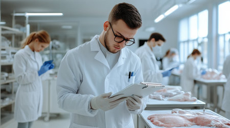 Medical student taking notes while observing a dissection procedure in an anatomy labの素材