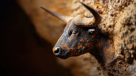 A close-up of a prehistoric cave painting.の素材