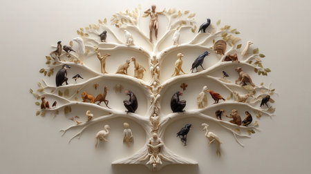 The evolutionary tree of life, focusing on the hominid branch.の素材