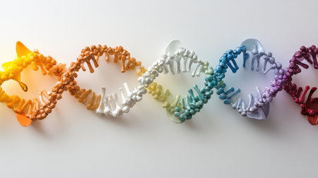 DNA strands illustrating genetic evolution and diversity.の素材