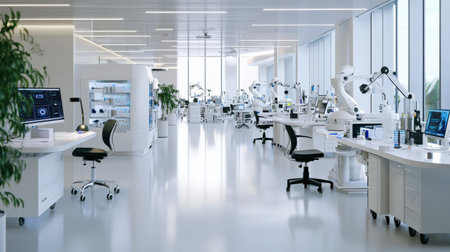 Digital coding for robotics in high-quality workspace, precision tools in modern tech lab ideal for branding -の素材