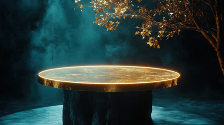 Mystical a magic table. gold neon tonesの素材