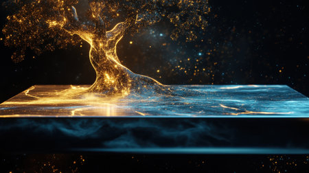 Mystical a magic table. gold neon tonesの素材