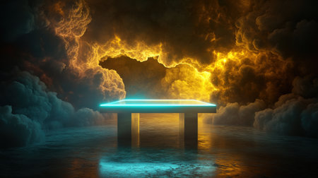 Mystical a magic table. gold neon tonesの素材