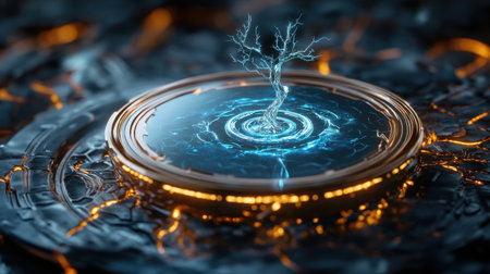 Mystical a magic table. gold neon tonesの素材