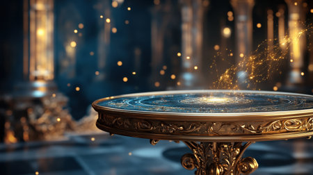 Mystical a magic table. gold neon tonesの素材