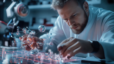 An architect is working on a model of a The structure of the Structure of the solar system structure creative digital cyber punk tone neonの素材