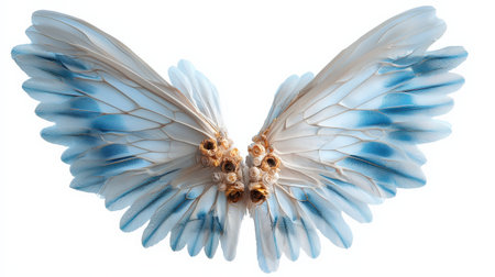 "Fae wings with neon blue highlights, isolated on white, delicate and whimsical for fantasy themes --ar 16:9 --quality 2 --personalize jkuoppj --v 6.1 Job ID: 574d4a0b-0c13-46ed-a6e7-00863aaf9774の素材