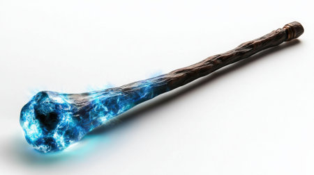 "Wand of power with glowing blue aura, isolated on white, ideal for wizard-themed settings --ar 16:9 --quality 2 --personalize jkuoppj --v 6.1 Job ID: 25c28dc8-1891-4d1e-b501-f247616023ebの素材