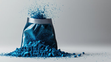 Blue neon fairy dust in pouch, isolated on white, whimsical and ideal for magical designsの素材