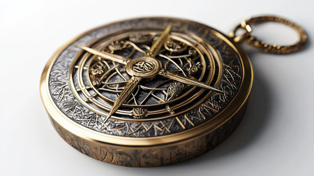Magical talisman with engraved symbols, isolated on white, ideal for mystical brandingの素材