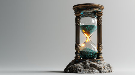 Magical hourglass with glowing sand, isolated on white, perfect for time and mystical themesの素材