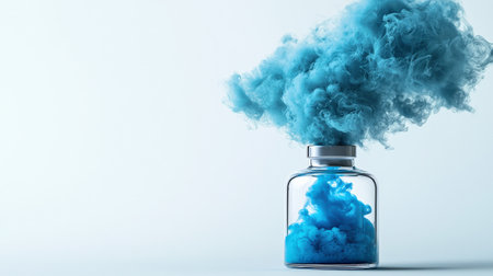 Witch potion with blue neon smoke, isolated on white, perfect for fantasy and enchanted brandingの素材