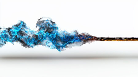 Magic wand with swirling energy, isolated on white, ideal for wizard and fantasy designsの素材