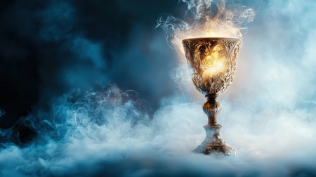 Chalice of light with magical symbols, isolated on white, perfect for fantasy and mythical settingsの素材