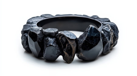Cursed ring with dark stones, isolated on white, perfect for mystery and fantasy themesの素材
