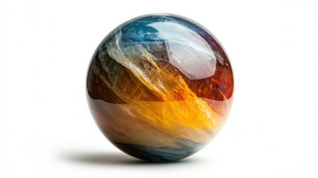Oracle crystal orb with swirling colors, isolated on white, perfect for divination or fantasy themesの素材