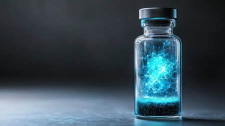 Mystical ink vial with a glowing aura, isolated on white, ideal for enchanted writing themesの素材