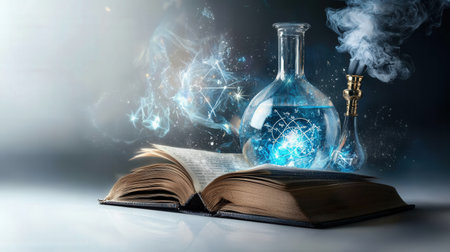 Wizard spellbook with ancient symbols, isolated on white, perfect for fantasy and magical brandingの素材