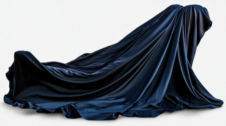 Shadow cloak isolated on white, with flowing dark fabric, ideal for mysterious and magical themesの素材