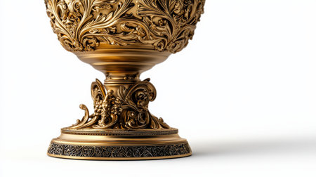 Golden chalice with intricate designs, isolated on white, perfect for medieval or fantasy settingsの素材