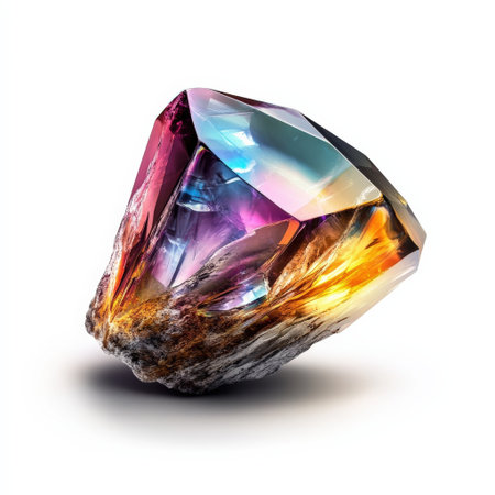 Mystical gemstone isolated on white, vibrant colors and uniqueの素材