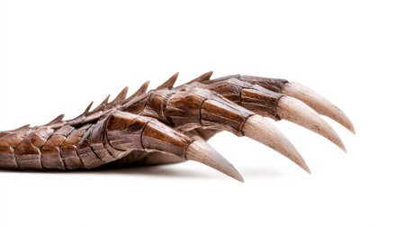 Wooden fish skeleton isolated on white background, clipping path included.の素材