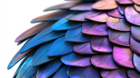 Dragon scale isolated on white background, iridescent and textured, perfect for fantasy settingsの素材