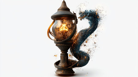 Magic lamp isolated on white, old-world design and intricate details, perfect for mystical themes and brandingの素材