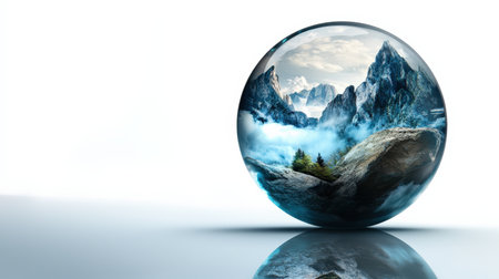 Crystal ball isolated on white, mystical with hints of mist and reflections, ideal for magical themes, high resolution, balanced compositionの素材