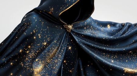 Sorcerer's cloak with starry patterns, isolated on white, perfect for magical and fantasy brandingの素材