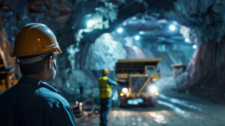 miners working in a mineの素材