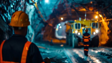 Coal mining in the mine. Selective focus. Blurred backgroundの素材