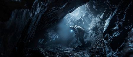 The dark cave is full of mystery. What will you find inside?の素材