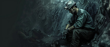 coal miner working undergroundの素材