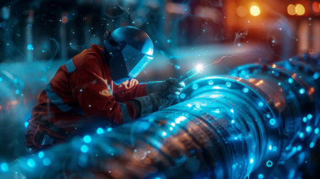 Industrial welder at work.の素材